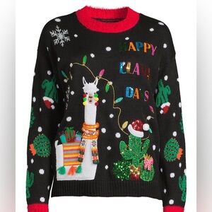 Ugly Christmas Sweater - Happy Llama Days Size 1X (16W-18W)